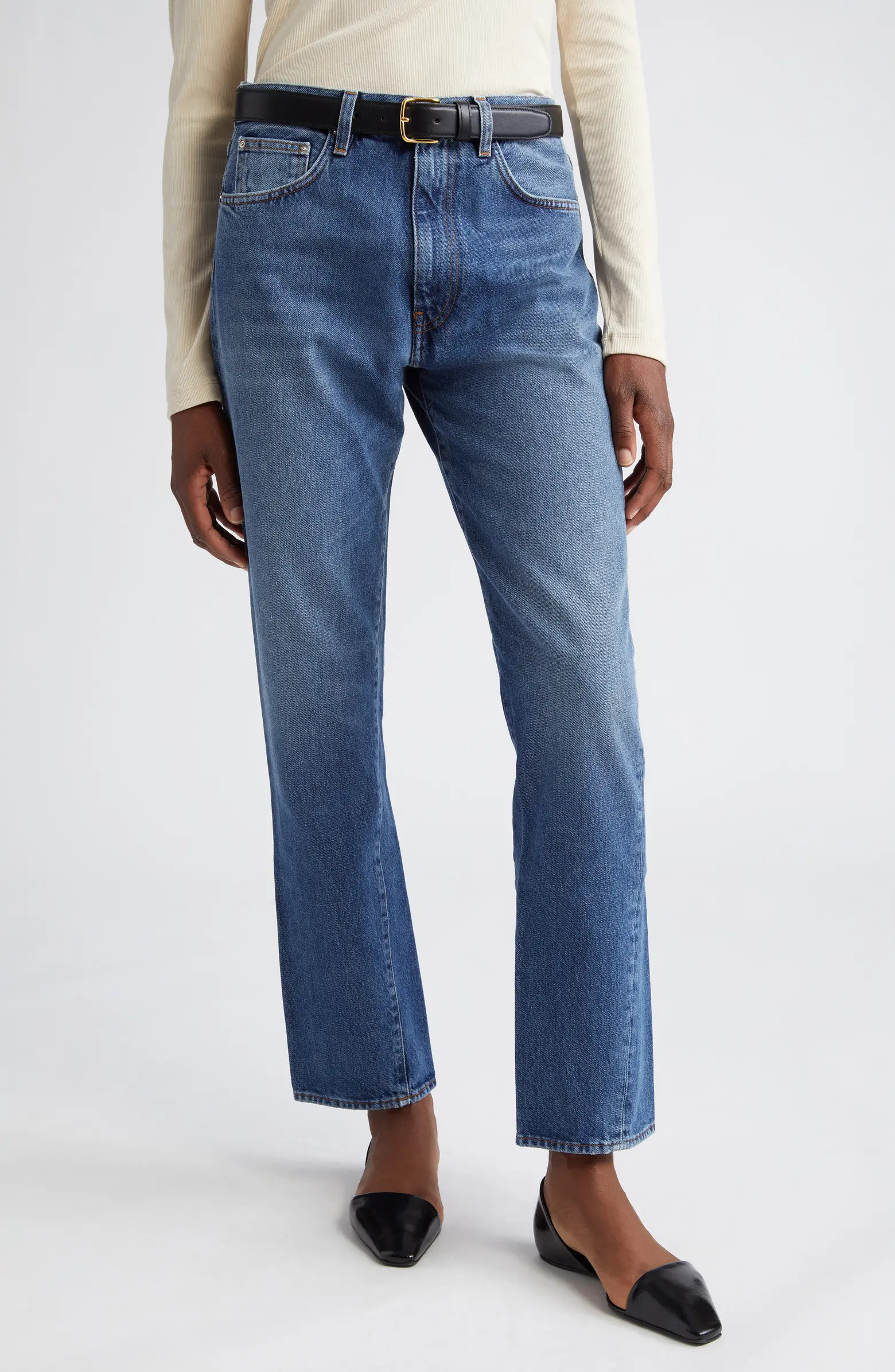 Twisted Seam High Waist Straight Leg Crop Jeans | Nordstrom