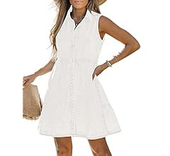 Denim Dress for Women Sleeveless Babydoll Button Down Short Jean Dresses Cute Summer | Amazon (US)