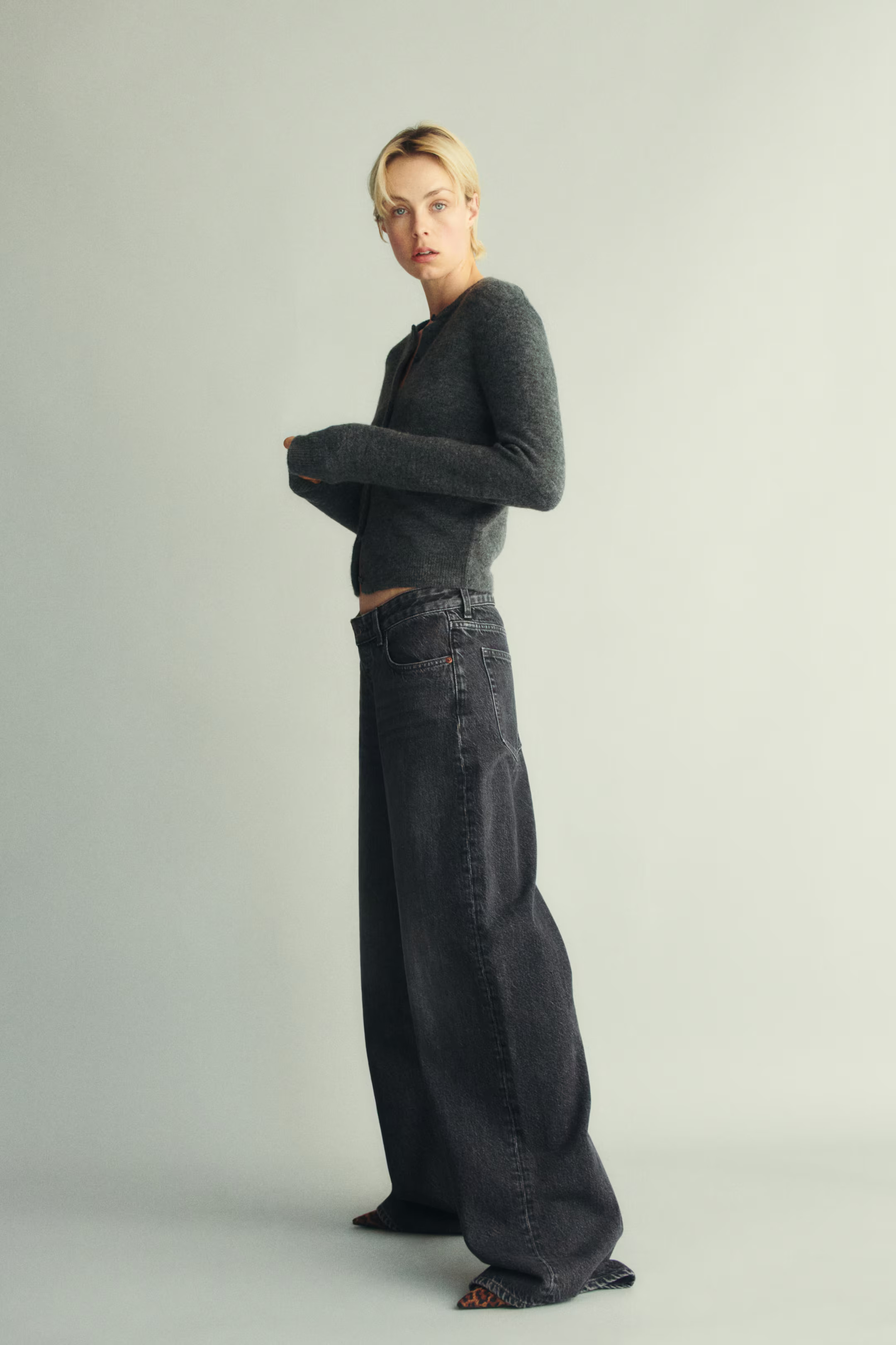 Knit Cardigan - Round Neck - Long sleeve - Dark gray melange - Ladies | H&M US | H&M (US + CA)