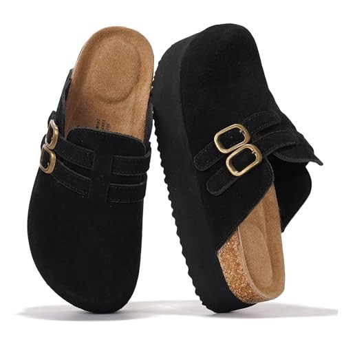 Project Cloud 100% Genuine Leather Clogs for Women - Wedge Womens Clogs Platform Sandals with Memory Foam Insole - Heeled Mules for Women 2025 (Stephi,Black,9) | Amazon (US)