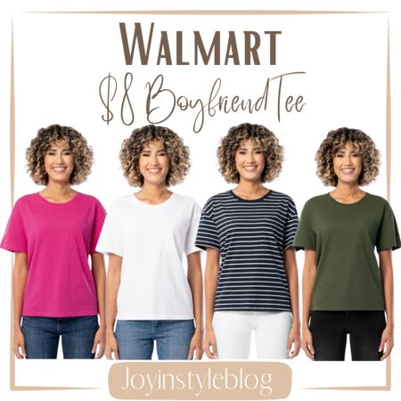 $8 Walmart Time and Tru Women's Short Sleeve Boyfriend T-Shirt / workwear / work outfit / travel outfit / work top 

#LTKover40 #LTKsalealert #LTKfindsunder50