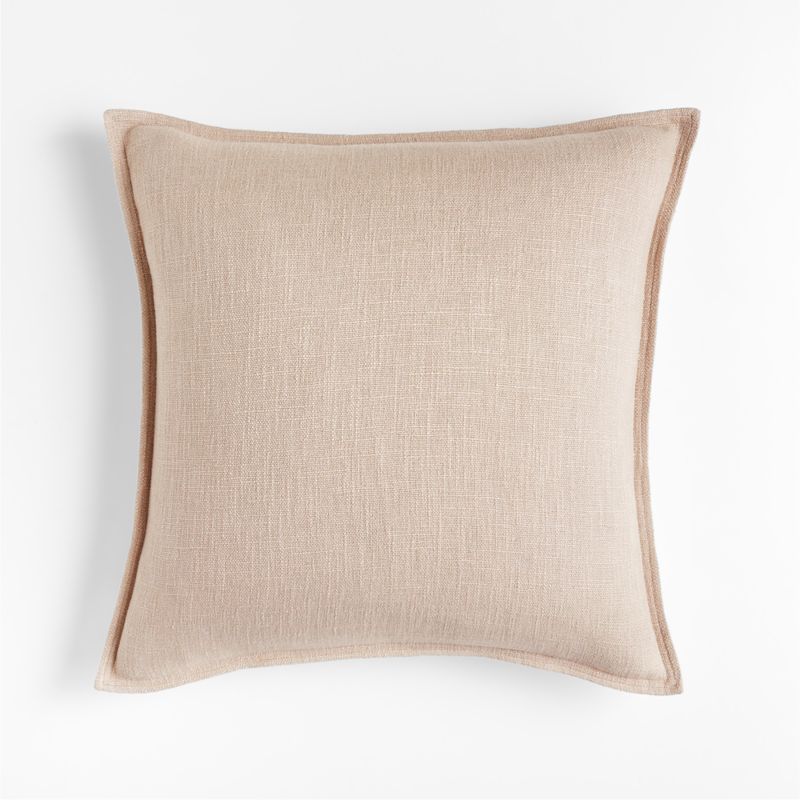 Taupe 20"x20" Square Laundered Linen Decorative Throw Pillow with Feather-Down Insert + Reviews |... | Crate & Barrel