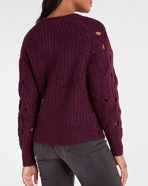 Open Cable Raglan Sleeve Sweater | Express