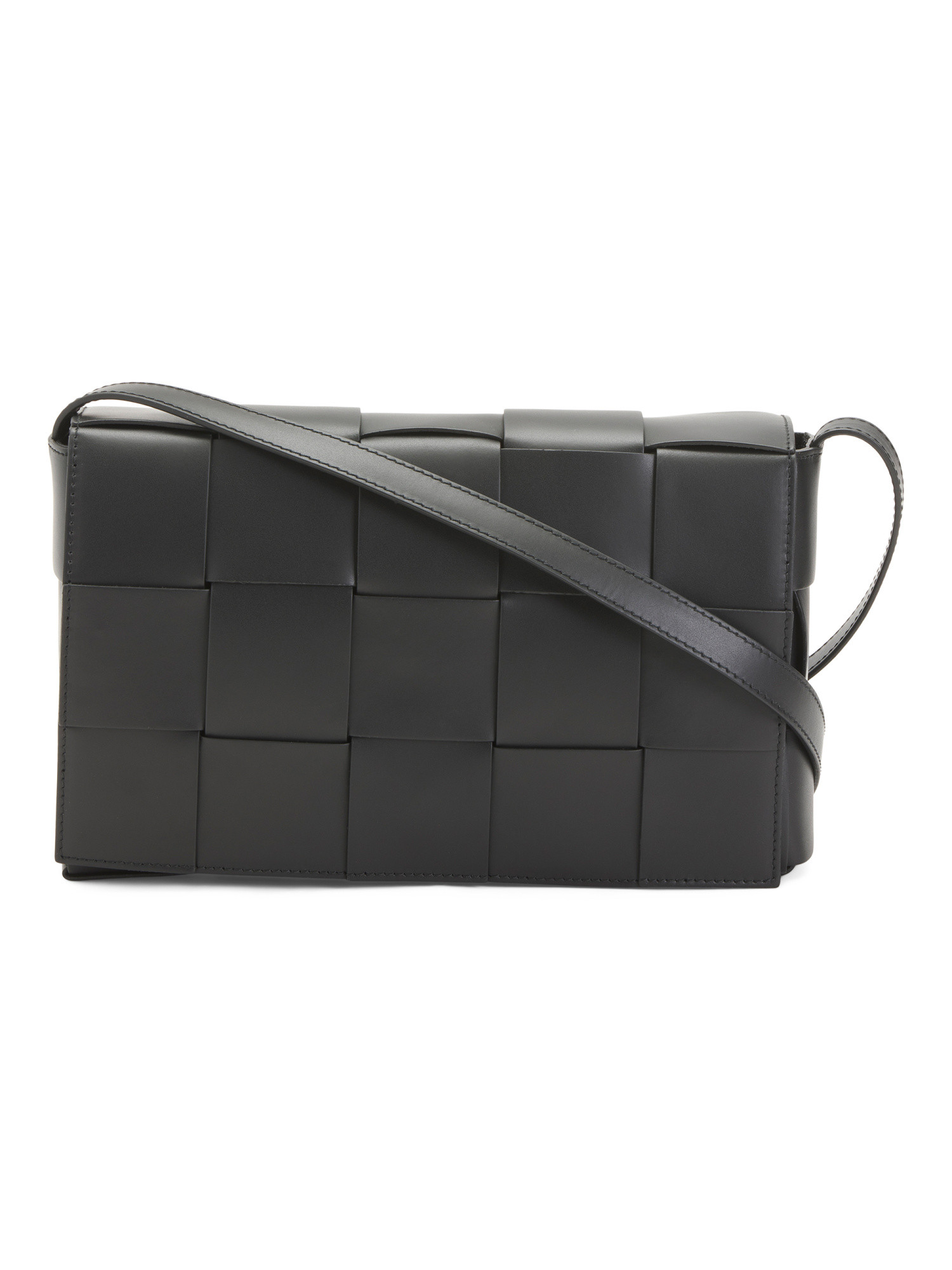 Made In Italy Leather Woven Flap Crossbody | TJ Maxx