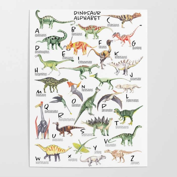 Dinosaur Alphabet Poster | Society6