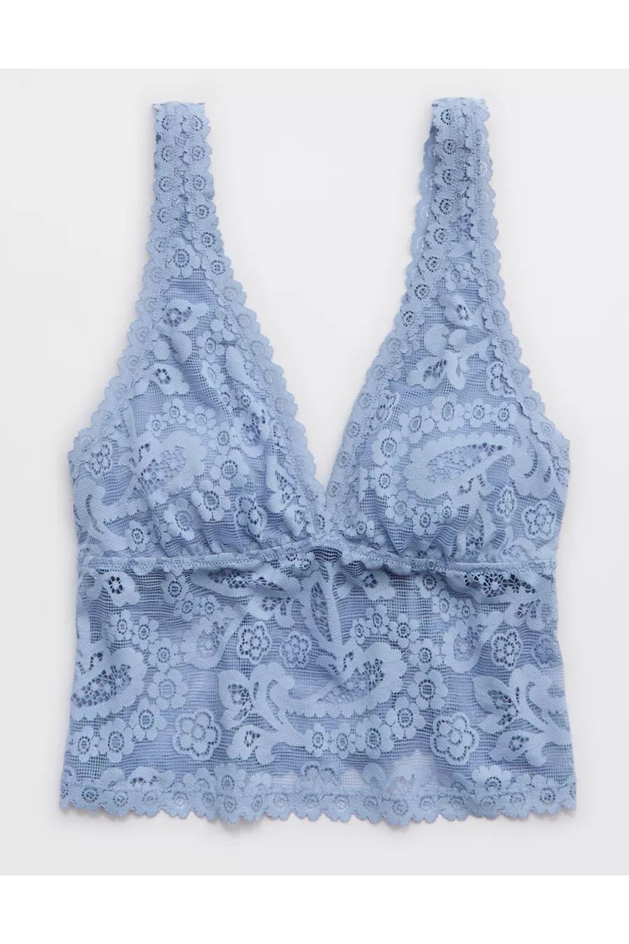 Show Off Paisley Lace Padded Plunge Tank Top Women's Monaco Blue S D | American Eagle Outfitters (US & CA)