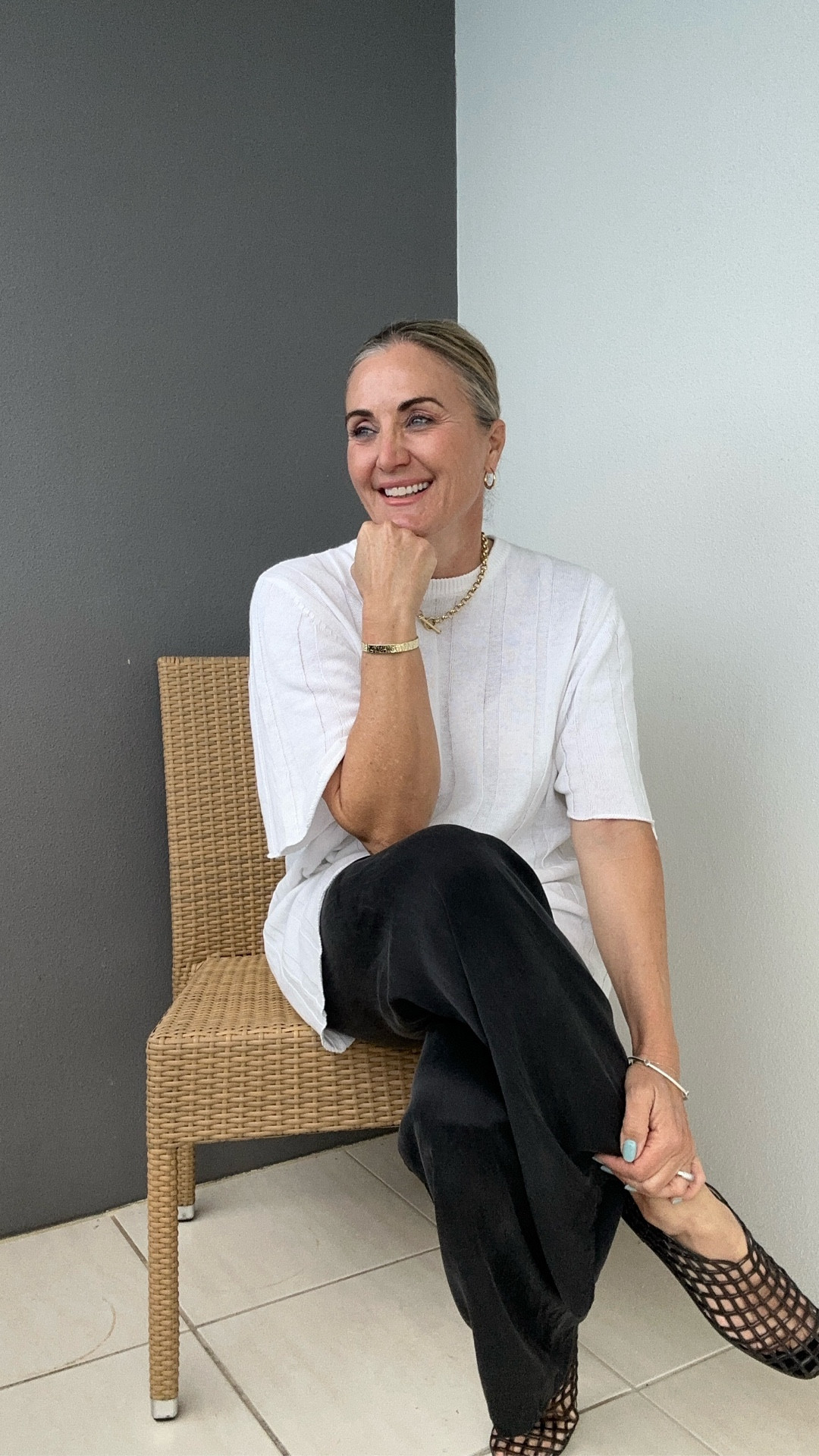 Loving relaxed layers. If the proportions are right, they’re effortlessly chic. 
Pants: size 
Knit: size 
Jellies:size 39


#LTKover50style #LTKaustralia #LTKwinter