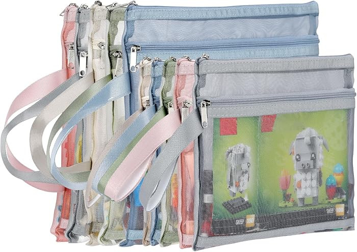 10 Pack Colored Double-Layer Mesh Zipper Pouch Bags, Nylon Building Block Sets Toy Storage & Orga... | Amazon (US)