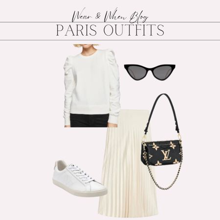 Paris outfit idea / fall outfit idea 
White puff sleeve top
Ivory pleated midi skirt
Sneakers


#LTKshoecrush #LTKstyletip #LTKunder100