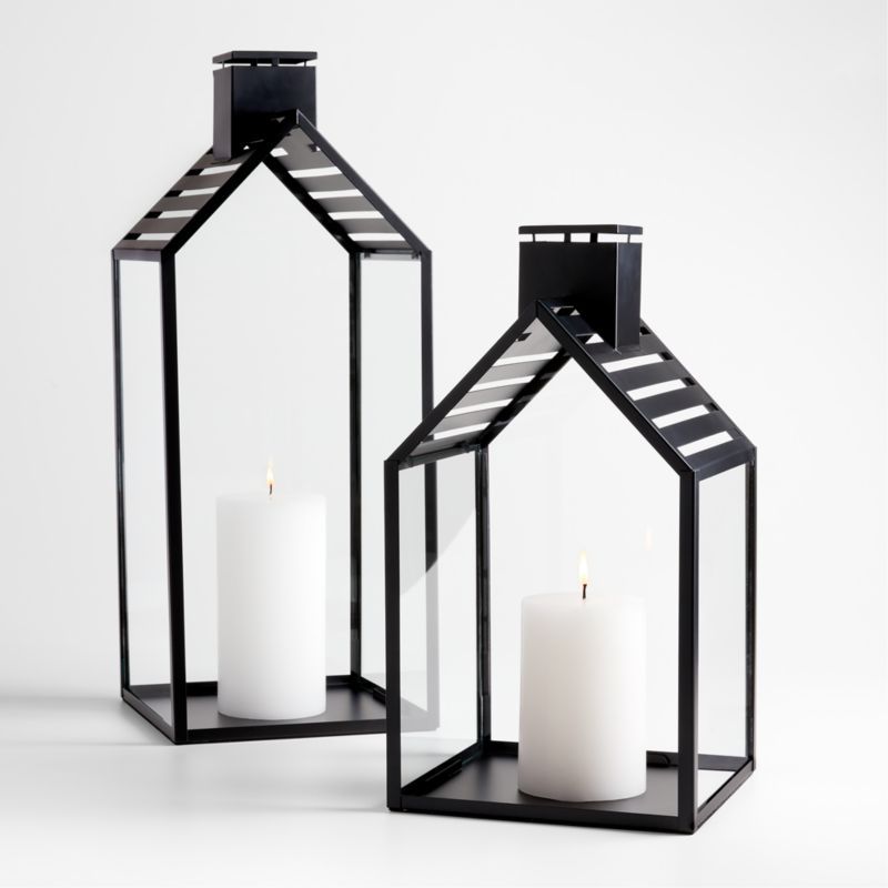 Haus Black Metal Lanterns | Crate and Barrel | Crate & Barrel