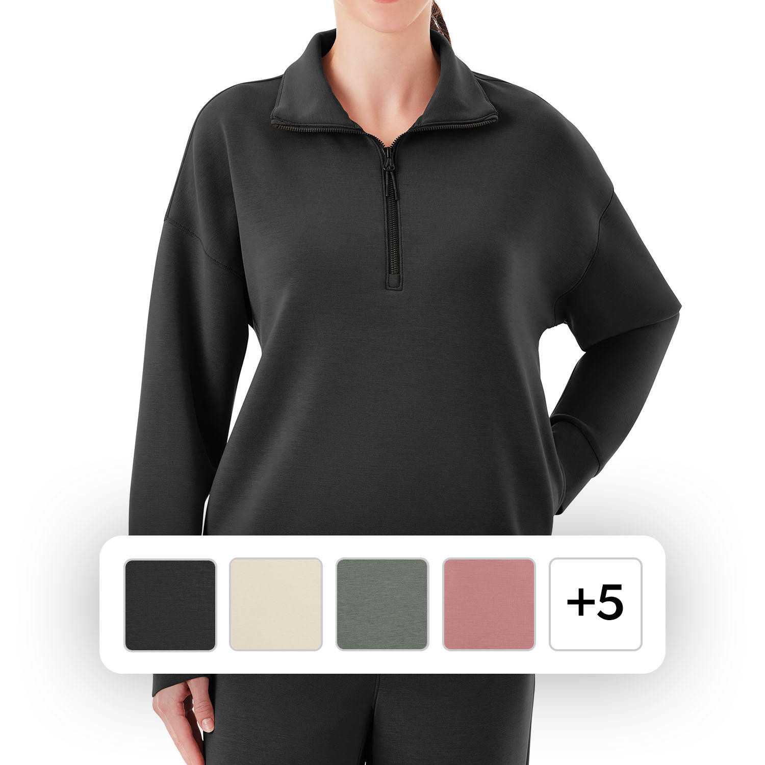 Member's Mark Women's Sandwash Quarter Zip Washed Black M:- Washed Black, M | Sam's Club