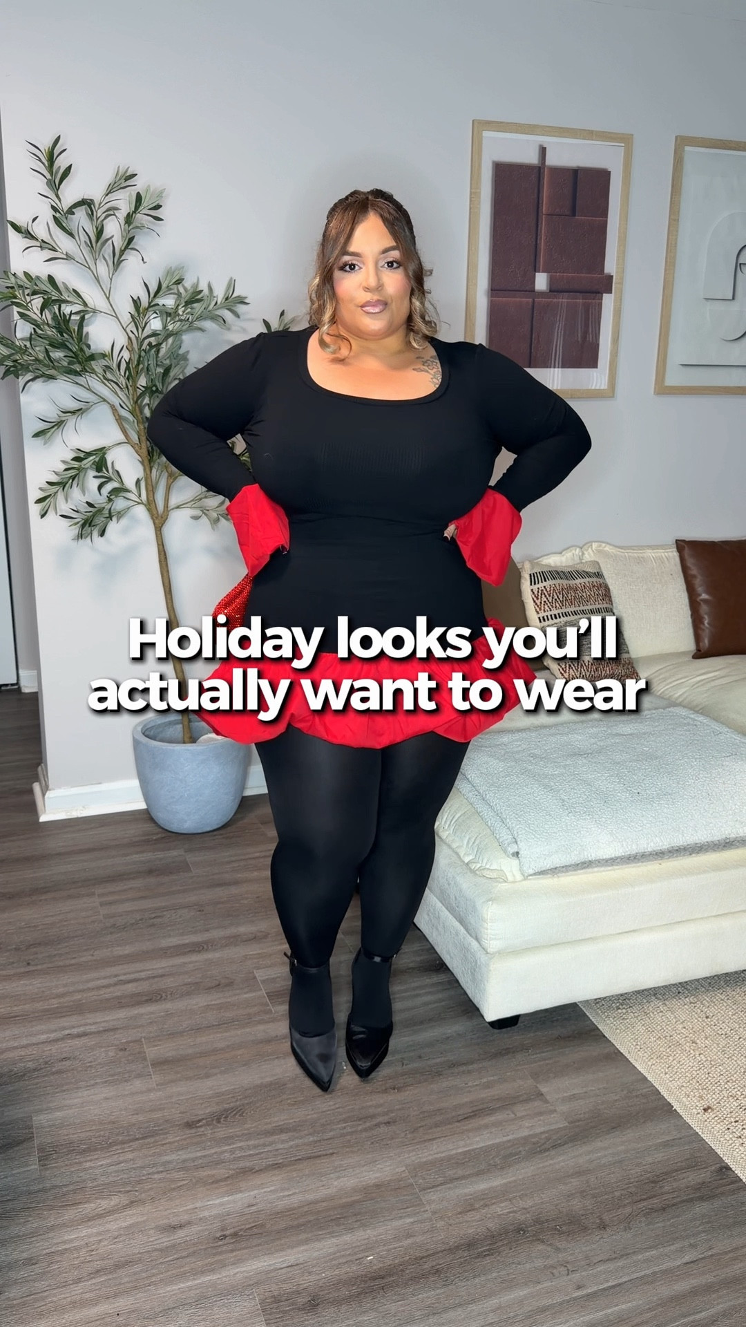 Wearing a xl in both dresses
Holiday look plus size 

#LTKPlusSize #LTKHoliday #LTKU