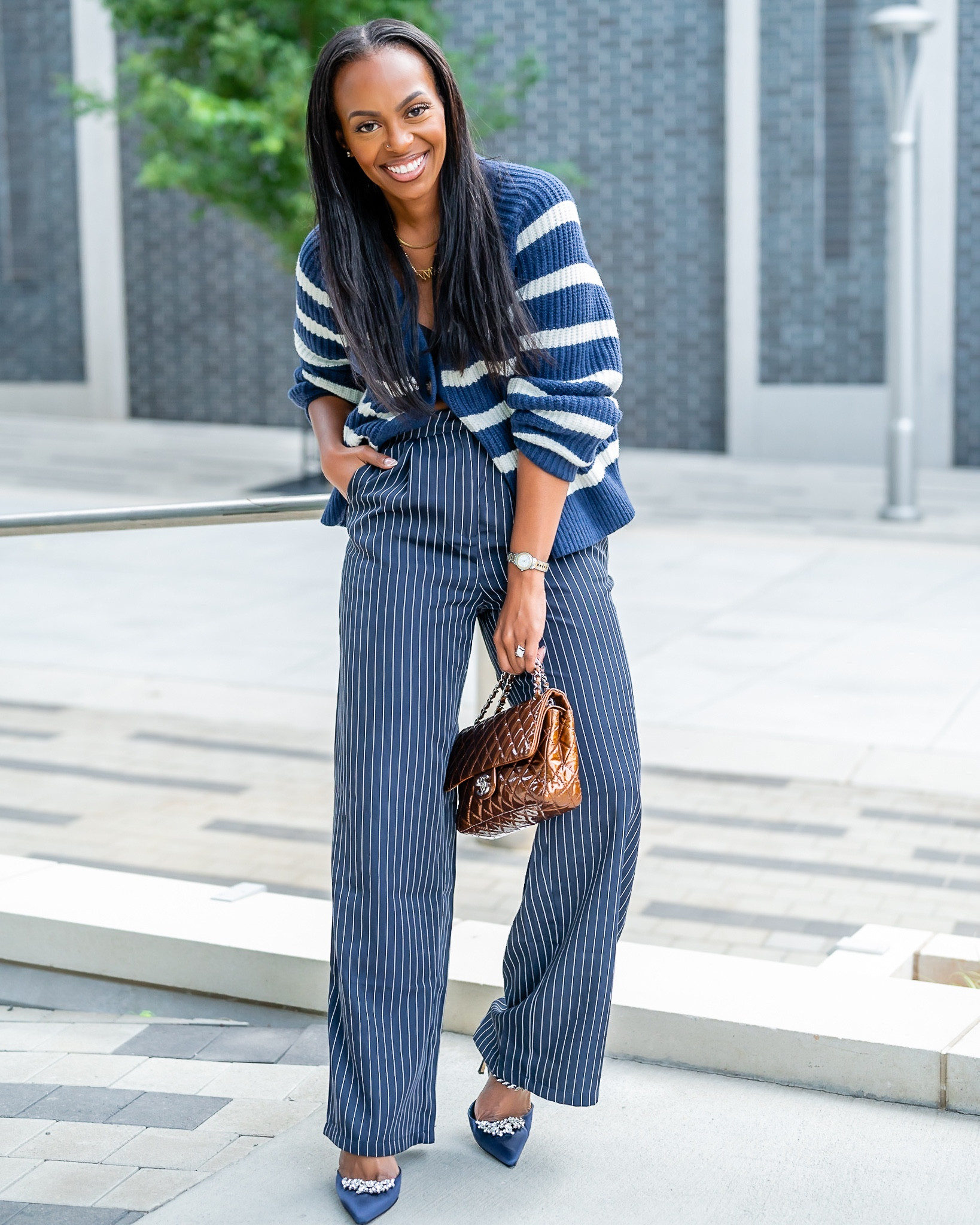 Mixing stripes | fall fashion | manolo blahnik | Chanel classic flap | pinstripes 

#LTKitbag #LTKworkwear #LTKSeasonal