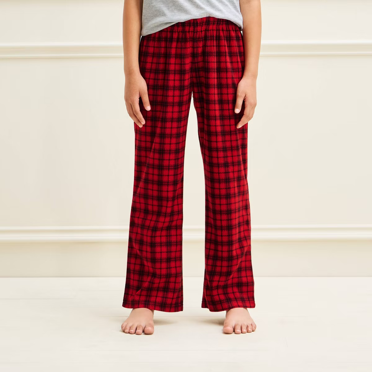 Kids' Holiday Classic Plaid Microfleece Matching Family Pajama Pants - Wondershop\u2122 Red/Black... | Target