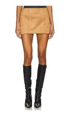 Tularosa Ginny Faux Suede Mini Skirt in Desert Brown from Revolve.com | Revolve Clothing (Global)