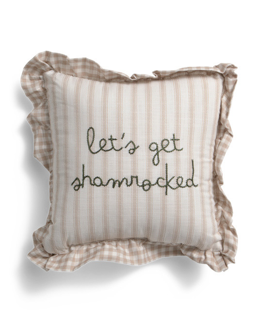 12x12 Let's Get Shamrocked Ruffle Pillow | TJ Maxx