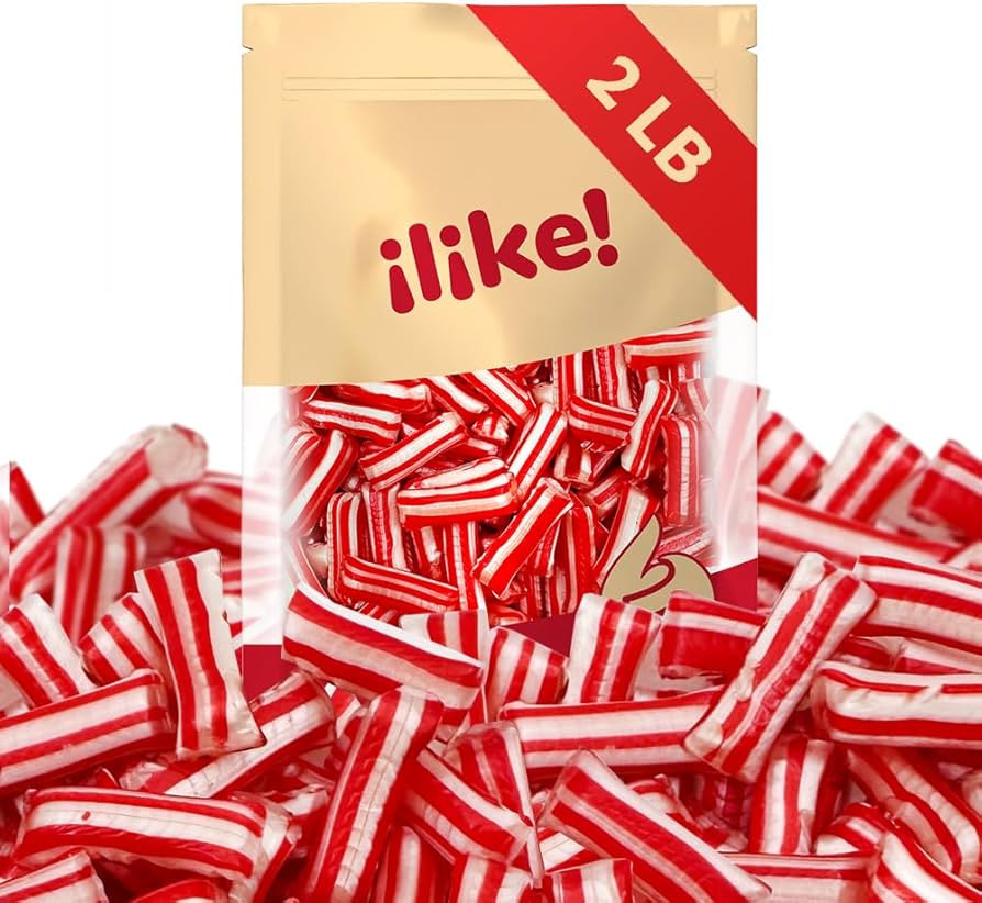 Peppermint Straws Christmas Hard Candy | 2-Pound Pack | Old-Fashioned Mint Delights | Amazon (US)