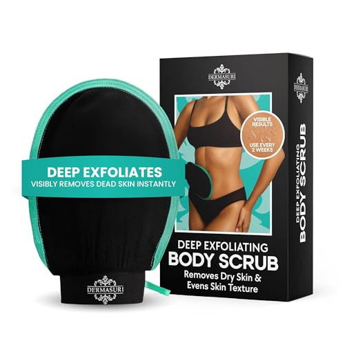 Dermasuri Exfoliating Body Scrubber Glove, Exfoliating Glove, Black (1 Pk) | Amazon (US)