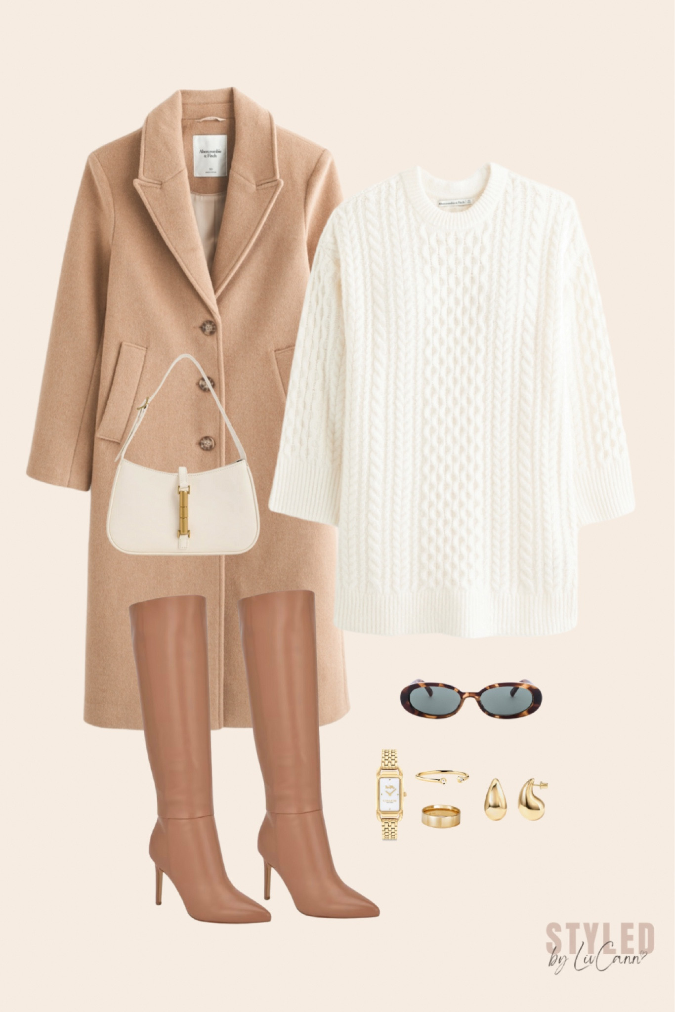Holiday party sweater dress vibes with a wool coat addition 🤎 loving a light neutral vibe this fall. Also, look at these camel colored knee high boots!!! Obsessed. Shop this look here 🤎 xoxo 

#LTKStyleTip #LTKGiftGuide #LTKHoliday