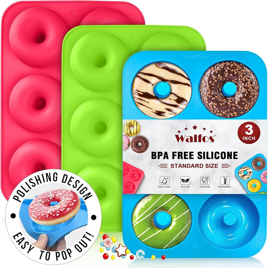 Walfos Silicone Donut Mold - Non-Stick Silicone Doughnut Pan Set, Just Pop Out! Heat Resistant, M... | Amazon (US)