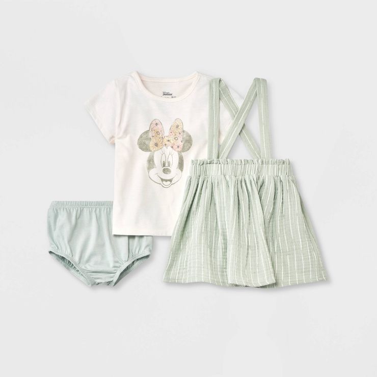 Baby Girls' Mickey Mouse Solid Top and Bottom Set - Olive Green | Target
