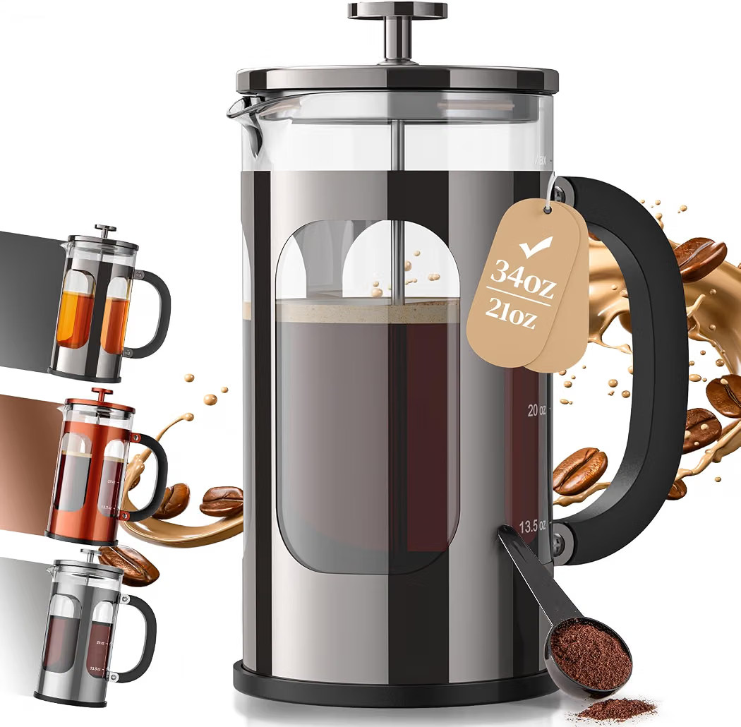 Veken 34oz French Press Coffee Maker, No Plastic Touching Cafe,1 L Cafetera | Amazon (US)