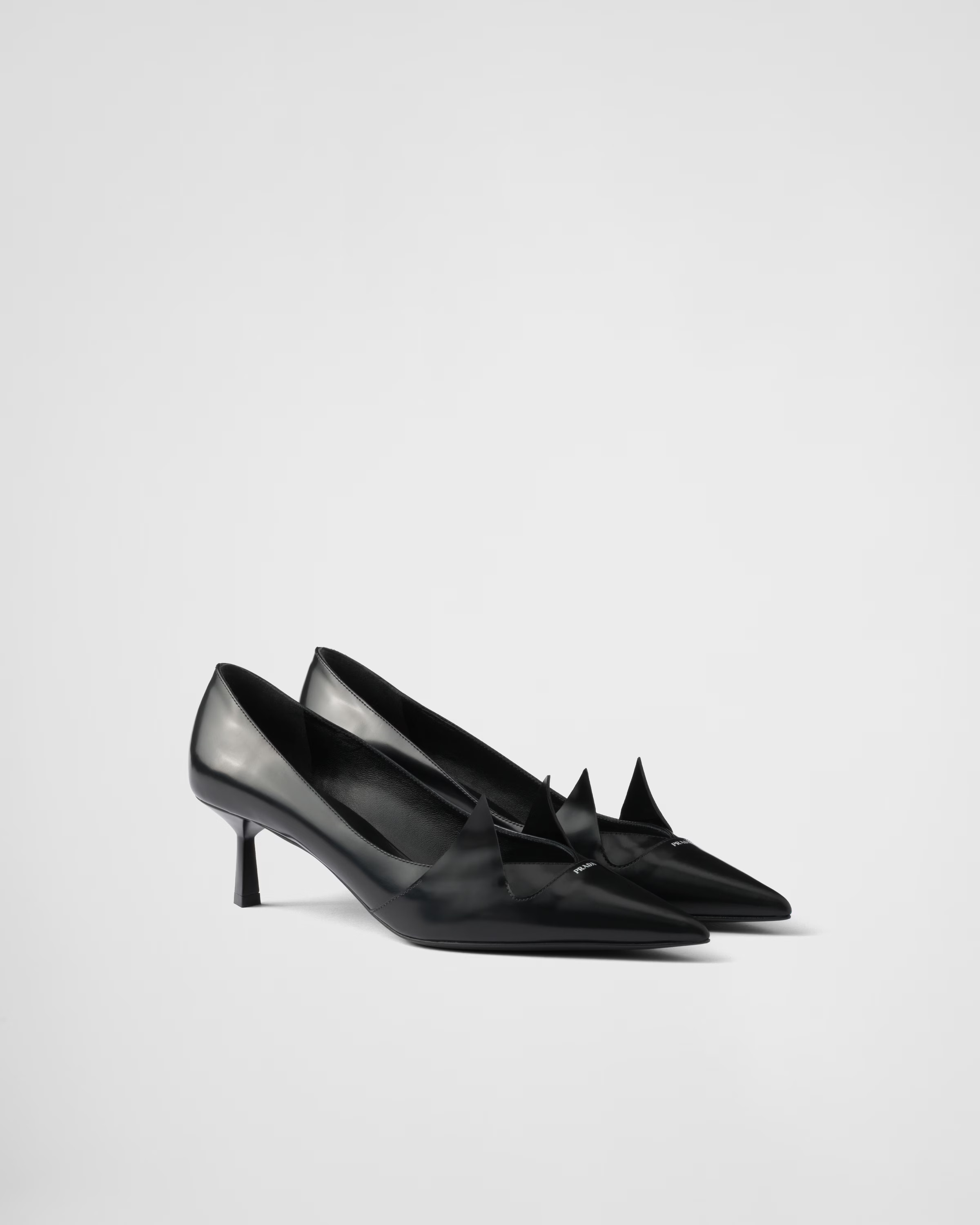Black Two-tone Brushed Leather Pumps | PRADA | Prada US