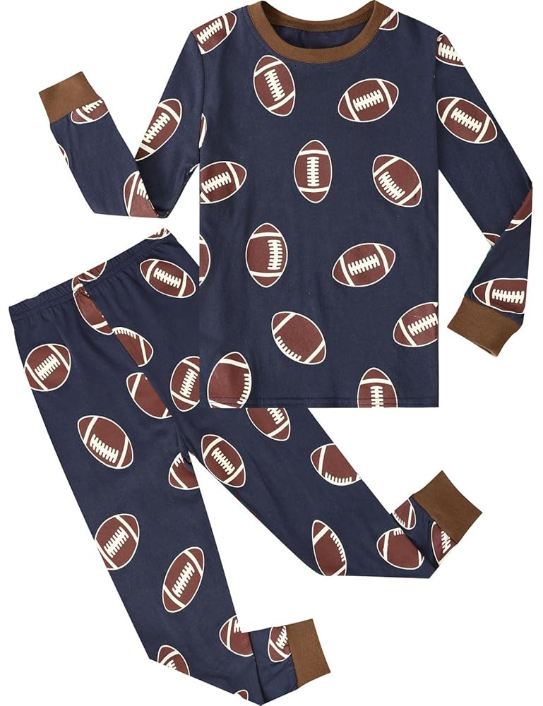 A&J DESIGN Boys Pajama Sets, 100% Cotton 2-Piece Sport Theme Pjs Set | Amazon (US)