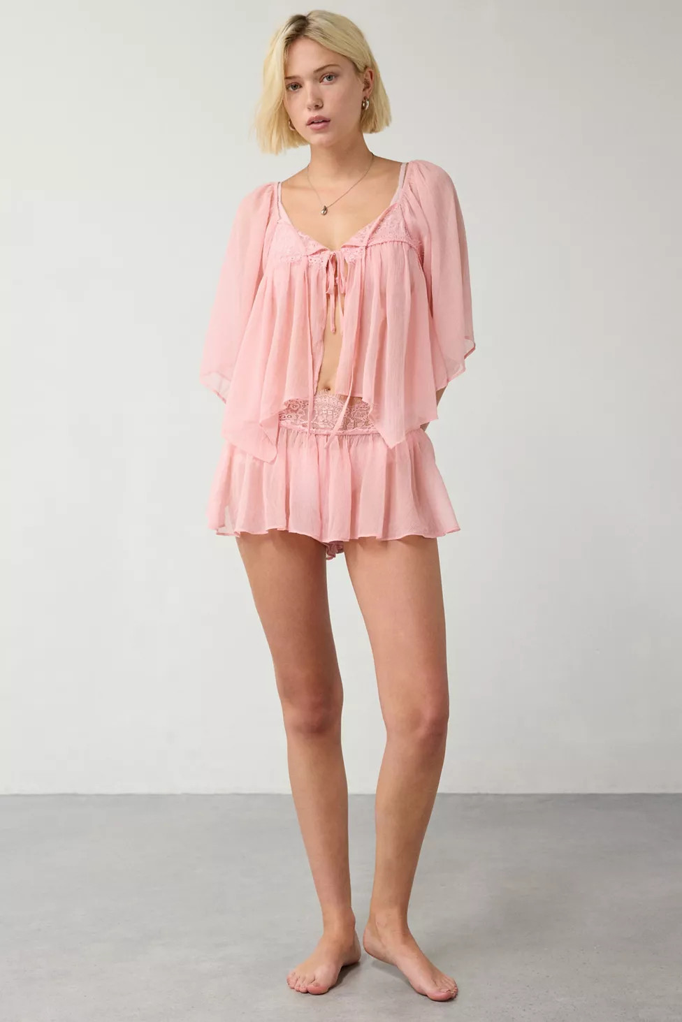 Out From Under Sweet Like Honey Sheer Lace Trim 2-Piece Set | Urban Outfitters (US and RoW)