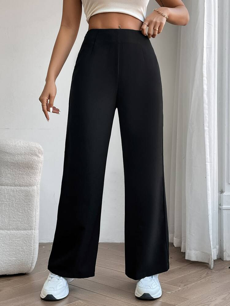 SHEIN Tall Solid Wide Leg Pants | SHEIN