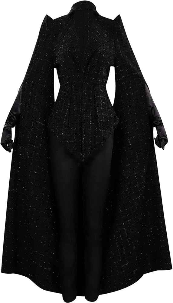 Womens Medieval Coat Jacket Halloween Gothic Black Cloak White Robe Cosplay Costume with Gloves | Amazon (US)