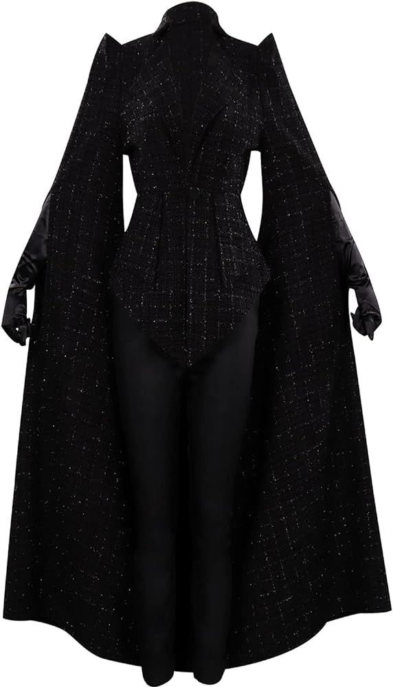 Womens Medieval Coat Jacket Halloween Gothic Black Cloak White Robe Cosplay Costume with Gloves | Amazon (US)
