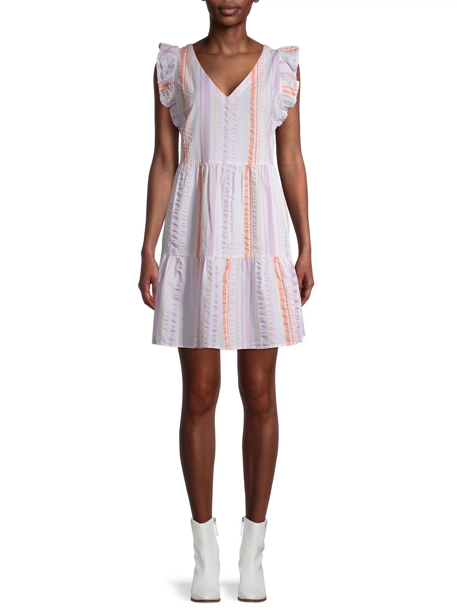 Time and Tru Women's Flutter Sleeve Dress - Walmart.com | Walmart (US)