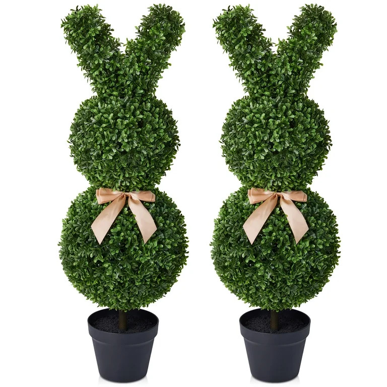 DR.Planzen 3ft Easter Rabbit Shaped Topiary Trees, High Artificial Boxwood with Swaying Ears & Br... | Walmart (US)