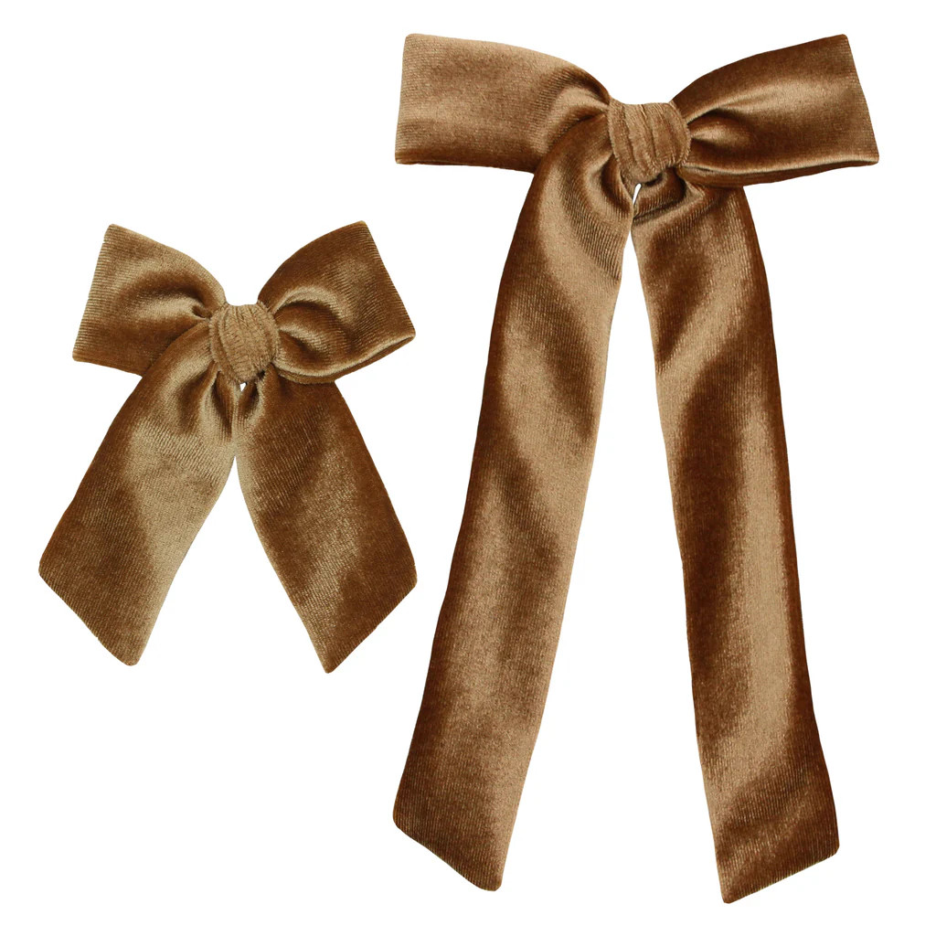 Velvet Sash - Cinnamon Bow Clip | Lou Lou & Company