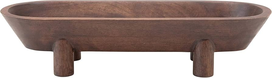 Bloomingville Mango Wood Footed Tray, Walnut Finish Bowl, Brown | Amazon (US)