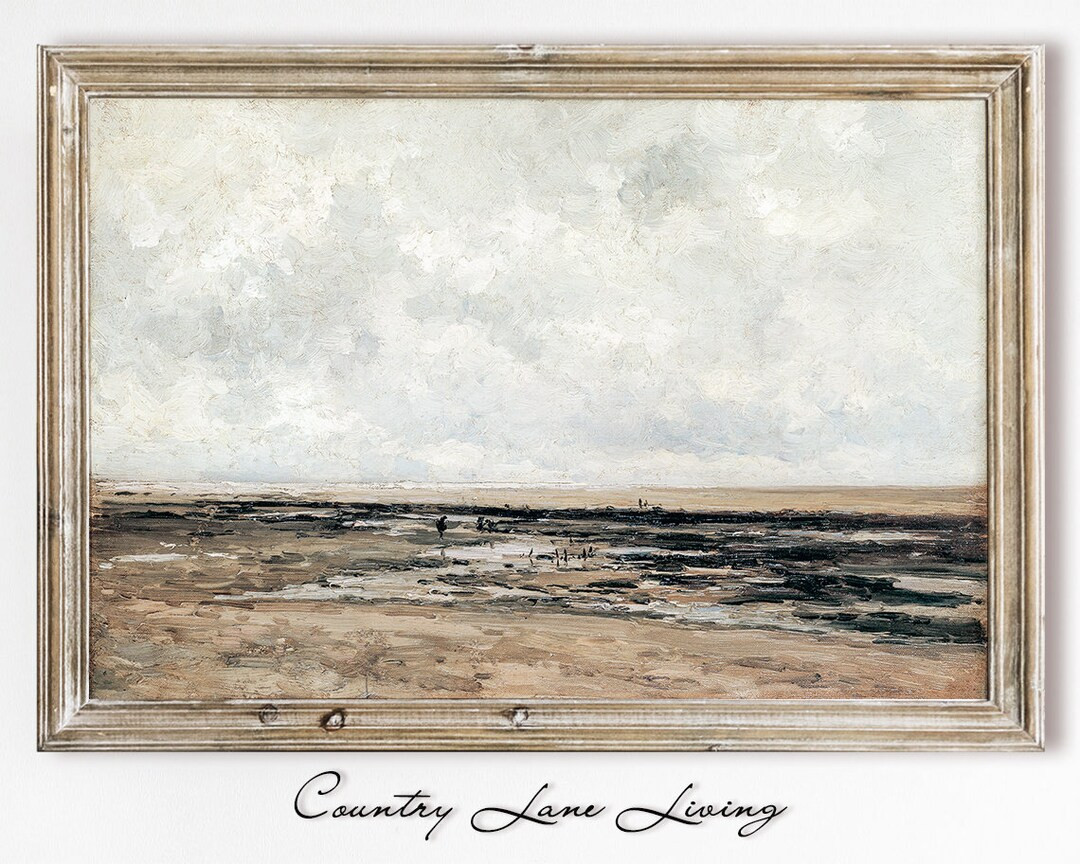 Moody French Seascape Oil Painting Download - Warm Toned Vintage Rustic Art - Print at Home Poste... | Etsy (US)