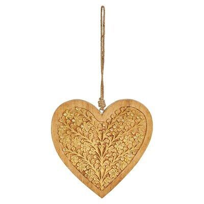 10"H Hand-Carved Wood Heart Ornament w/ Gold Finish!!! NEW!!! | eBay US