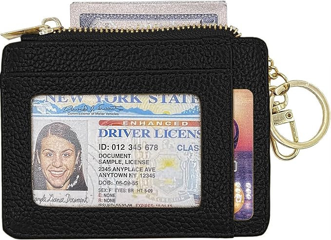 woogwin Slim RFID Credit Card Holder for Women Mini Front Pocket Wallet Purse With Keychain | Amazon (US)