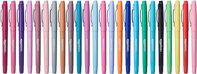 Amazon Basics Felt Tip Marker Pens - Assorted Color, 24-Pack | Amazon (US)