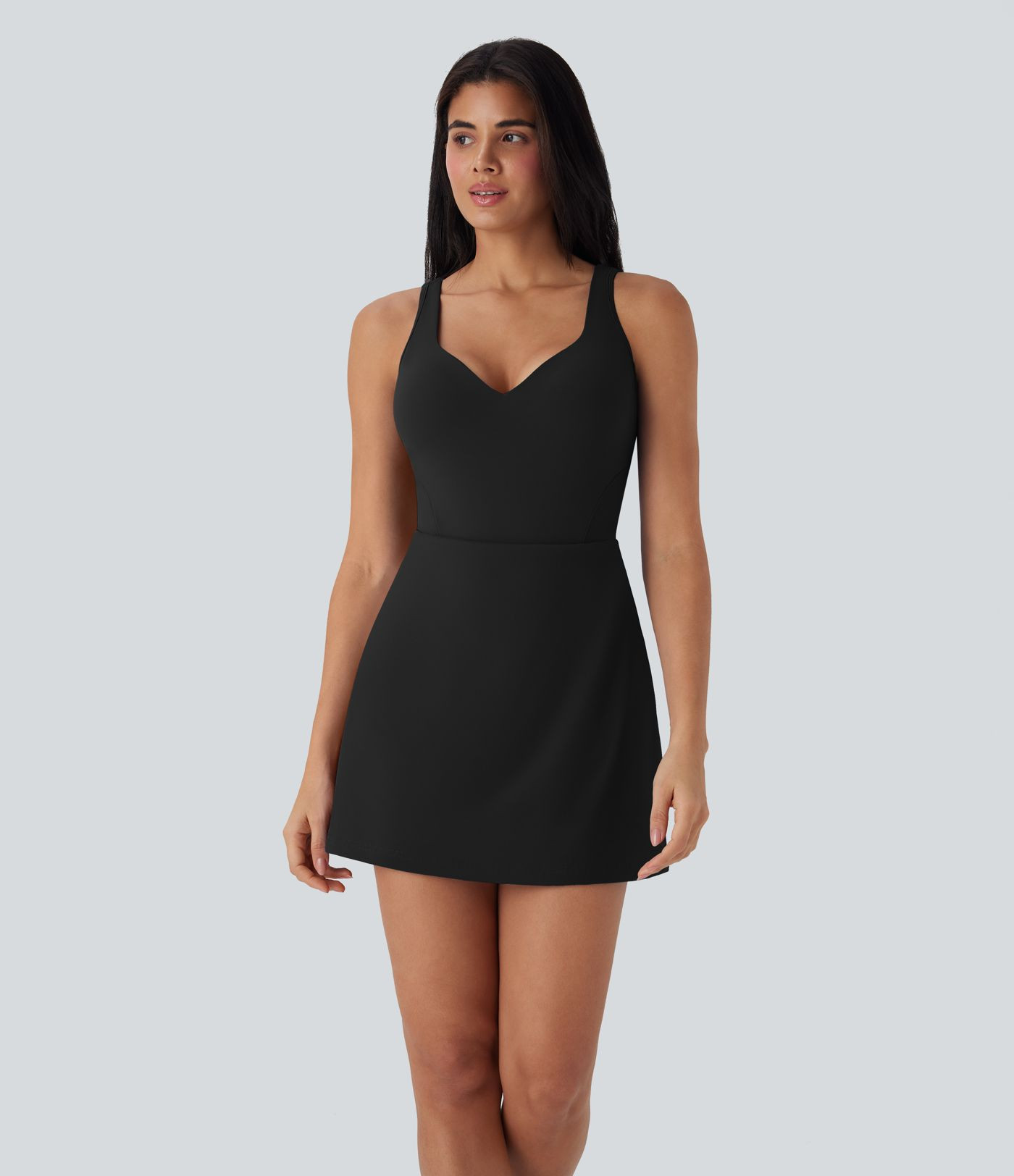 Women\u2019s SoftlyZero\u2122 Plush Push-Up Molded Cups 2-in-1 Yoga Active Dress with Pockets-Eas... | HALARA