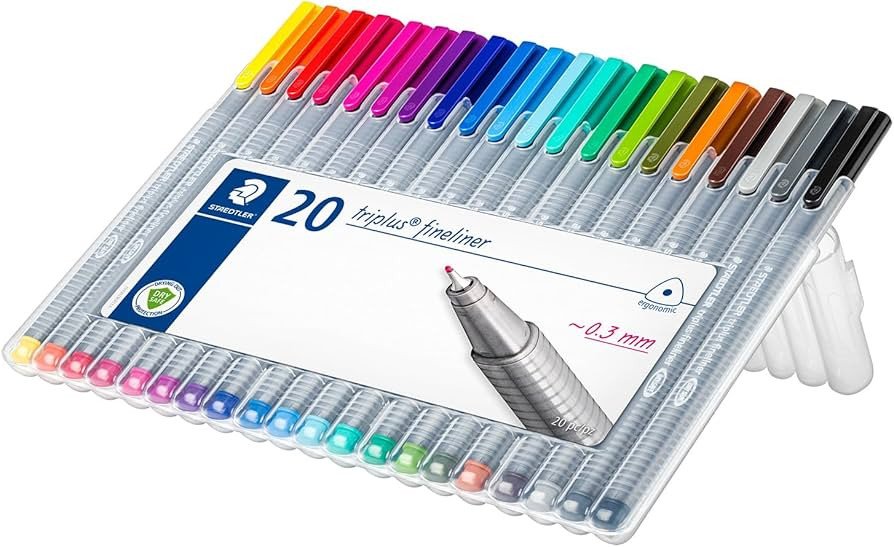 STAEDTLER Triplus Fineliner Pens Set (20 Pack) - 20 Vibrant Colors, 0.3mm Metal-Clad Tip, Ergonom... | Amazon (US)