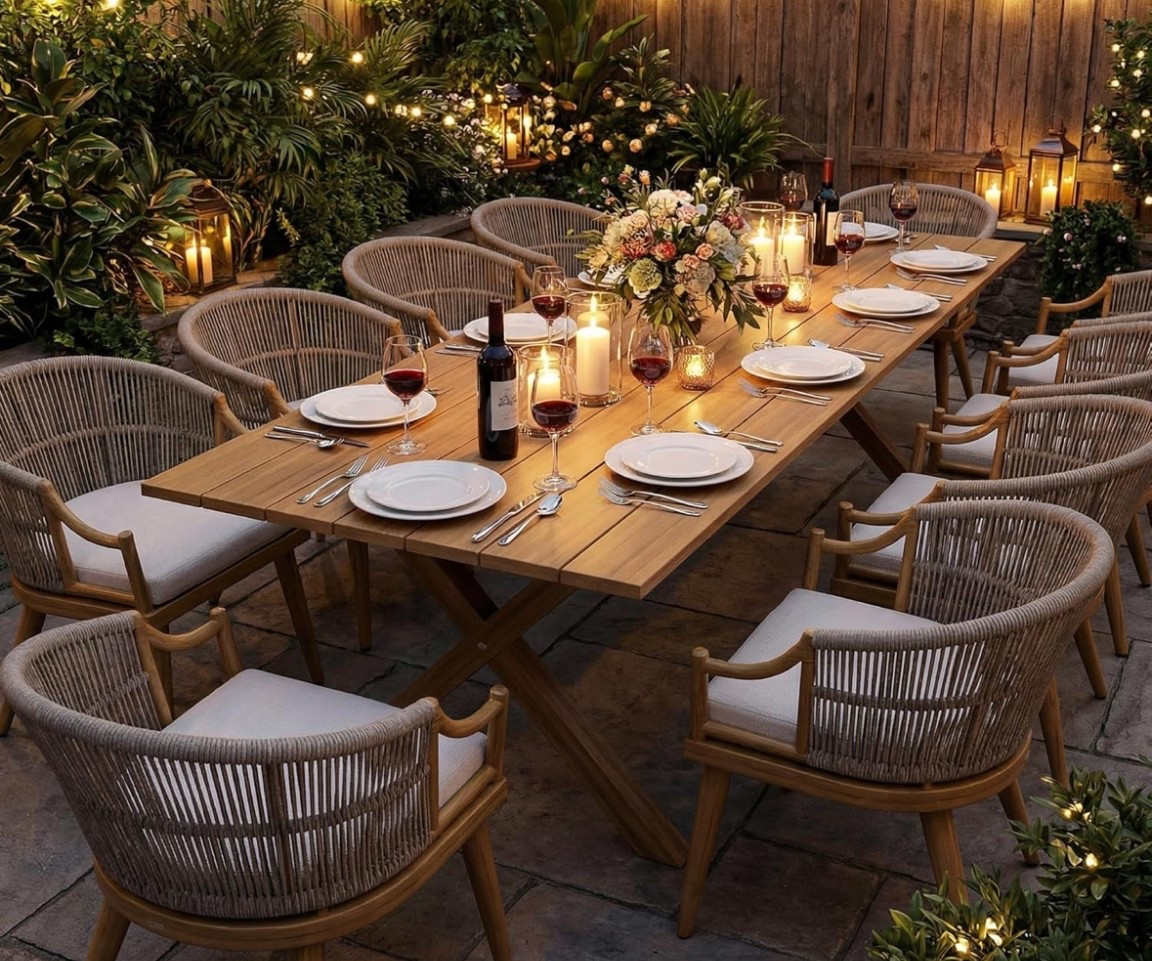 Find it in my Home Elevated Collection.✨ A summer night in the backyard, string lights glowing, a long table set for friends, chilled wine, and plates passed around as laughter fills the warm air.

Add to cart now and host the backyard dinner party everyone wants an invite to.🌿🍷

#LTKSeasonal #LTKHome #LTKfoodie