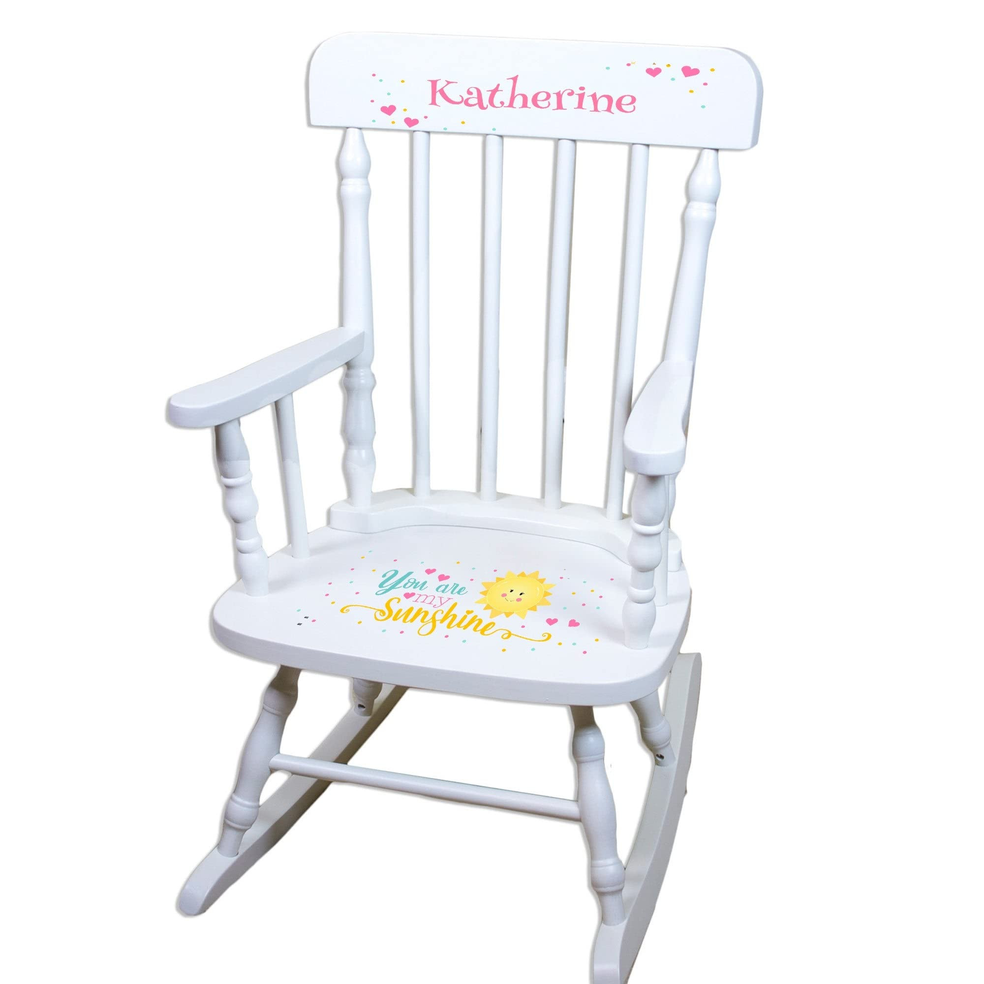 My Bambino Girl's Personalized White Wood Rocking Chair Toddler Baby Gift (You are My Sunshine) | Amazon (US)