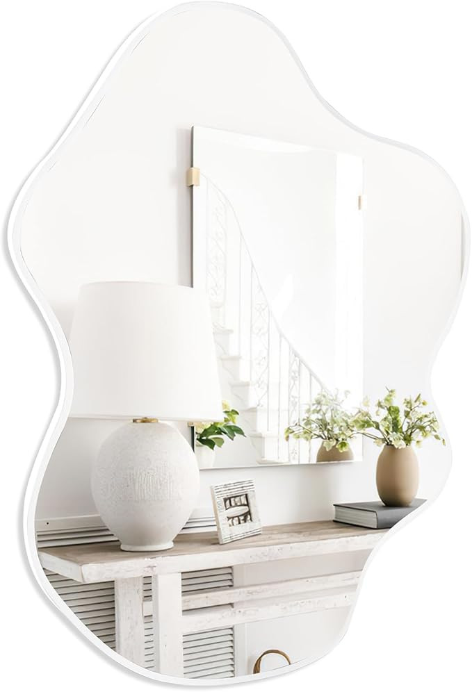 CULER Irregular Black Bathroom Wall Mirror,Asymmetrical Vanity Modern Tempered Glass Mirror for B... | Amazon (US)