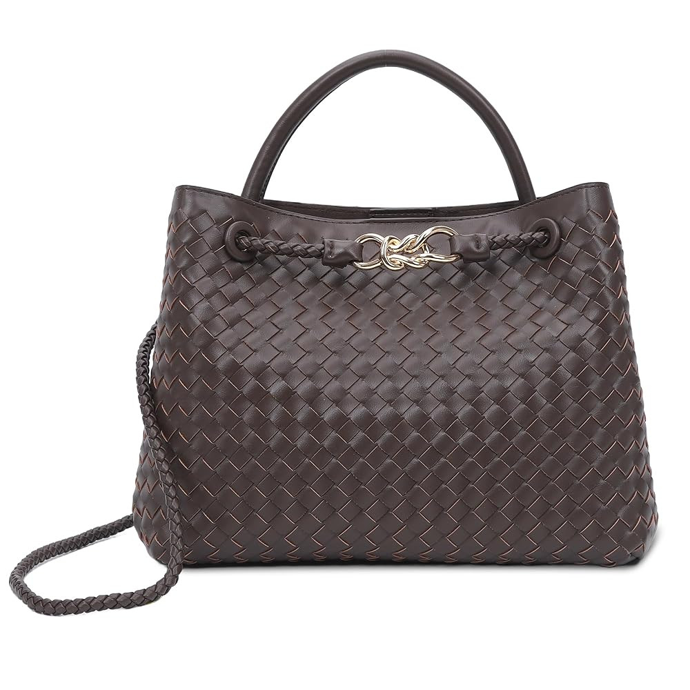 Woven Tote Bag for Women Crossbody Handbag,Vegan Leather Large Tote Purse,Trendy Satchel Handbag ... | Amazon (US)