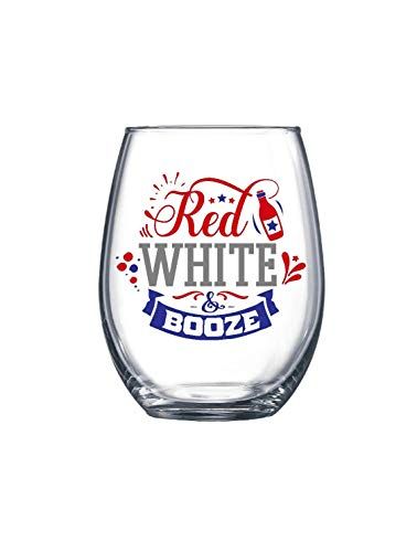 Red White and Booze Stemless Wine Glass 21 Ounce 4th of July Wine Tumbler | Amazon (US)