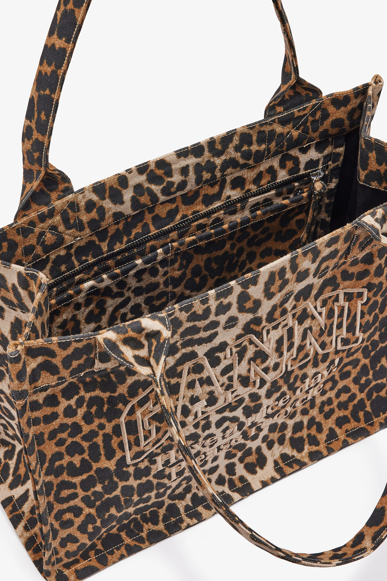 Leopard Large Canvas Tote Bag | Ganni