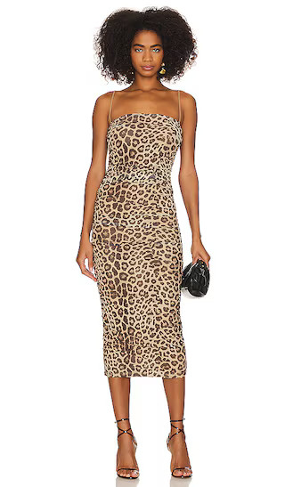 Ruched Mesh Midi Dress in Good Leopard003 | Revolve Clothing (Global)