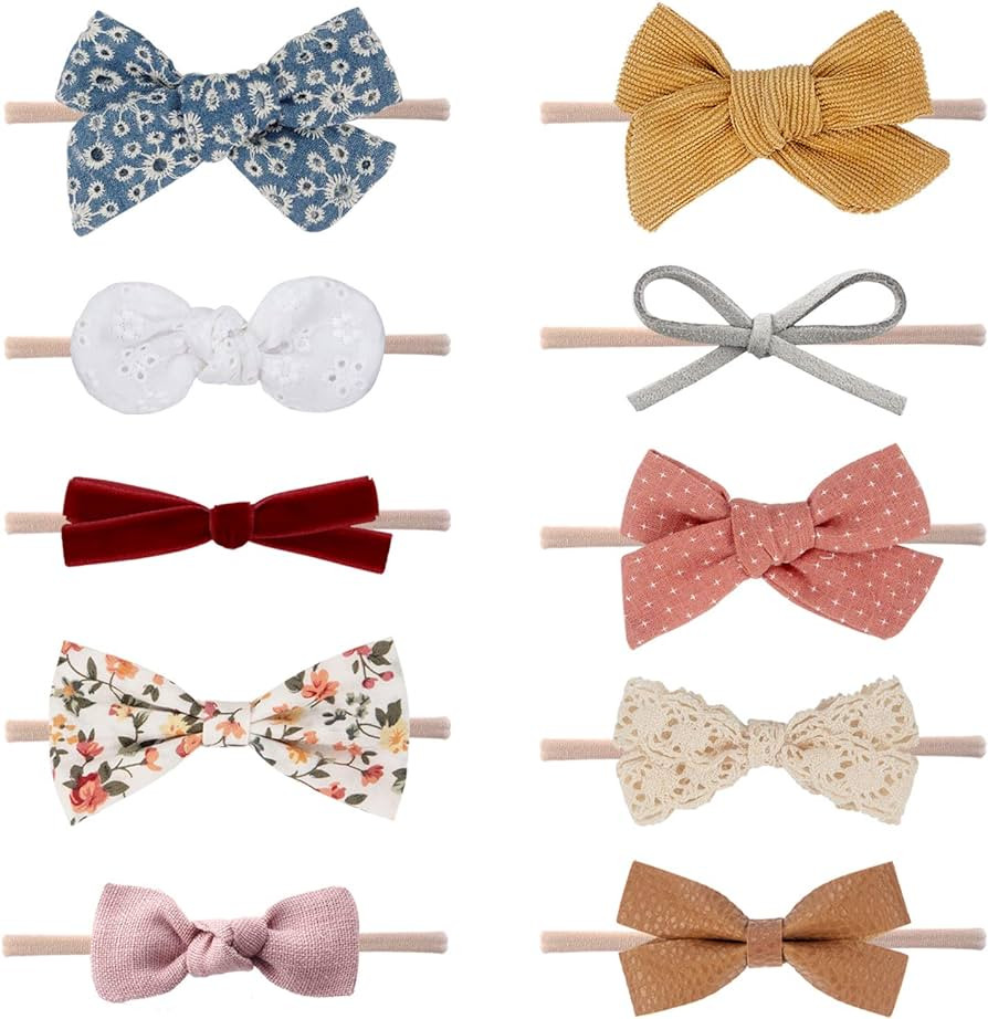 LittleJoJo Baby Girl Headbands and Bows, Newborn Infant Toddler Nylon Hairbands Hair Accessories | Amazon (US)